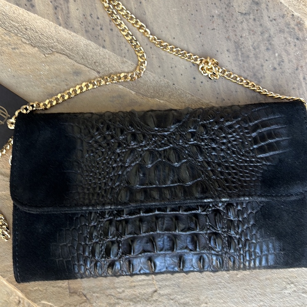 House Of Harlow 1960 Leather and Suede Alligator Clutch Crossbody - Picture 4 of 16